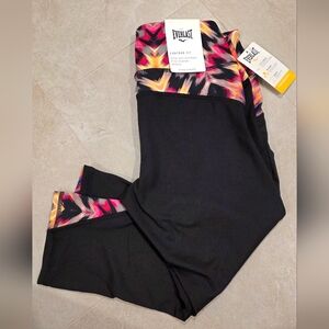 Everlast Black Leggings with Vibrant Chevron Waistband And Ankle Size Small